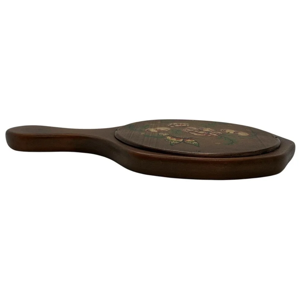 Vintage‎ Handheld Mirror Wooden Hand Painted Cottagecore Shabby Chic Butterfly
